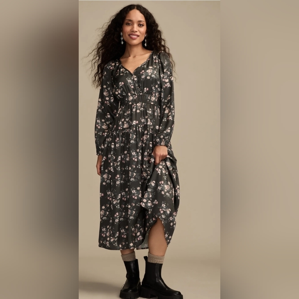 Lucky Brand.Long sleeve floral midi dress - Picture 7 of 11